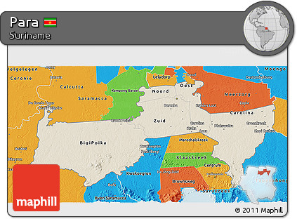 Shaded Relief 3D Map of Para, political outside