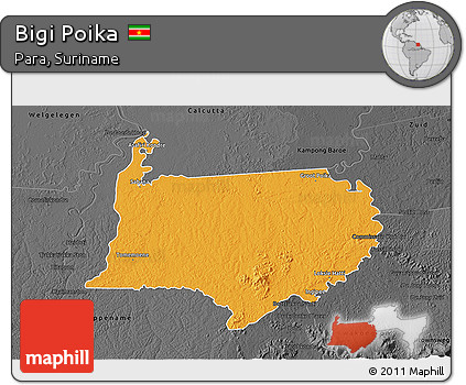 Political 3D Map of Bigi Poika, darken, desaturated