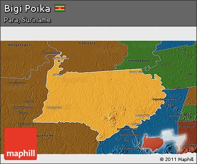 Political 3D Map of Bigi Poika, darken