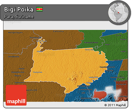 Political 3D Map of Bigi Poika, darken
