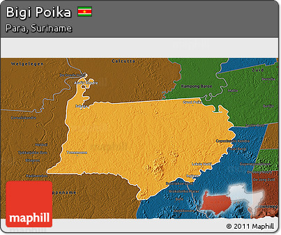 Political 3D Map of Bigi Poika, darken