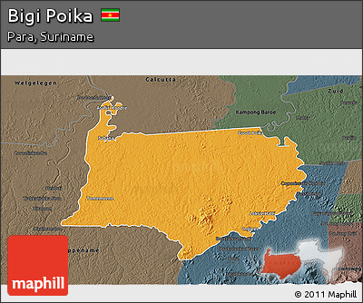 Political 3D Map of Bigi Poika, darken, semi-desaturated
