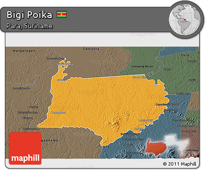 Political 3D Map of Bigi Poika, darken, semi-desaturated