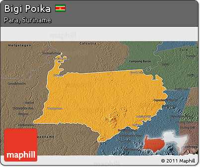 Political 3D Map of Bigi Poika, darken, semi-desaturated