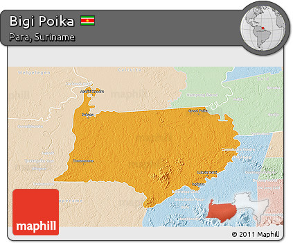 Political 3D Map of Bigi Poika, lighten