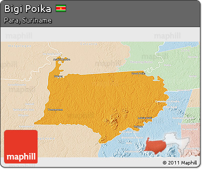 Political 3D Map of Bigi Poika, lighten