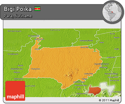 Political 3D Map of Bigi Poika, physical outside