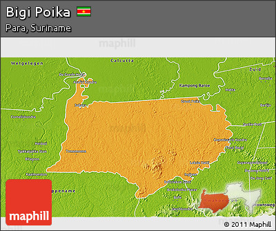 Political 3D Map of Bigi Poika, physical outside