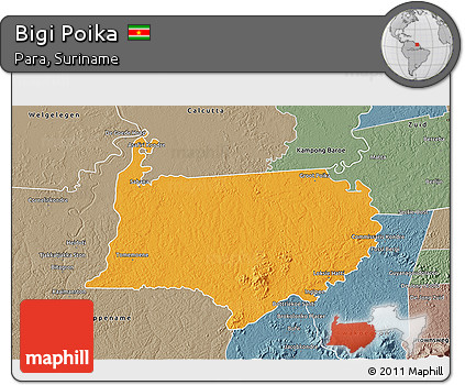 Political 3D Map of Bigi Poika, semi-desaturated