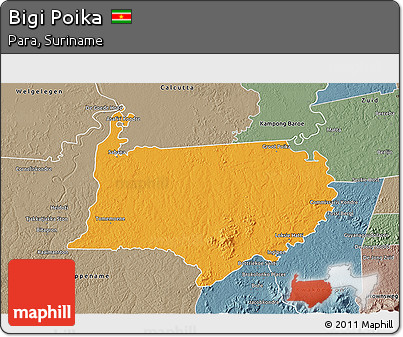 Political 3D Map of Bigi Poika, semi-desaturated