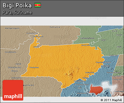 Political 3D Map of Bigi Poika, semi-desaturated