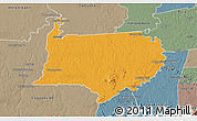 Political 3D Map of Bigi Poika, semi-desaturated