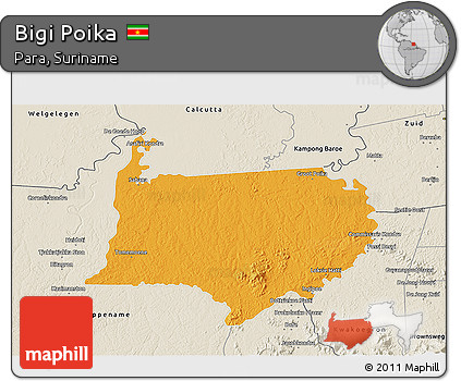 Political 3D Map of Bigi Poika, shaded relief outside