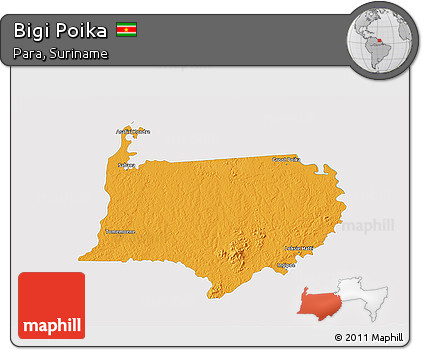 Political 3D Map of Bigi Poika, single color outside