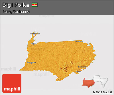 Political 3D Map of Bigi Poika, single color outside