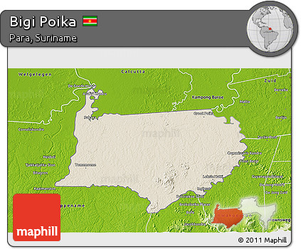 Shaded Relief 3D Map of Bigi Poika, physical outside