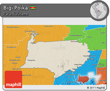 Shaded Relief 3D Map of Bigi Poika, political outside