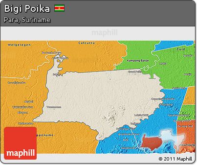 Shaded Relief 3D Map of Bigi Poika, political outside
