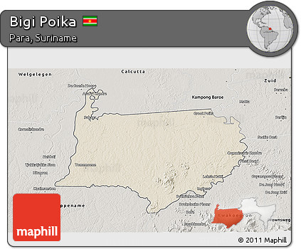 Shaded Relief 3D Map of Bigi Poika, semi-desaturated