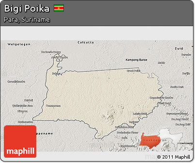 Shaded Relief 3D Map of Bigi Poika, semi-desaturated