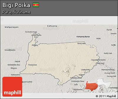 Shaded Relief 3D Map of Bigi Poika, semi-desaturated