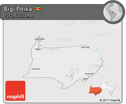 Silver Style 3D Map of Bigi Poika, single color outside