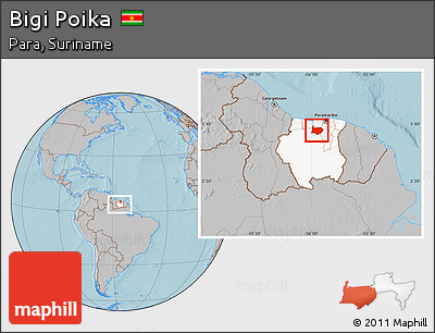 Gray Location Map of Bigi Poika, highlighted country, within the entire country, hill shading