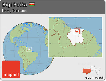 Savanna Style Location Map of Bigi Poika, highlighted country, within the entire country