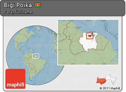 Savanna Style Location Map of Bigi Poika, highlighted country, highlighted parent region, within the entire country, hill shading