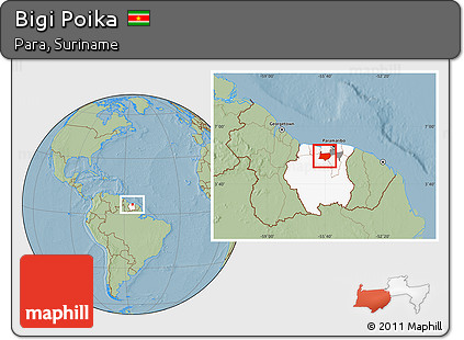 Savanna Style Location Map of Bigi Poika, highlighted country, highlighted parent region, hill shading