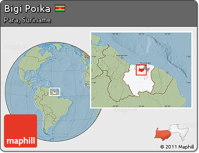 Savanna Style Location Map of Bigi Poika, highlighted country, highlighted parent region, hill shading