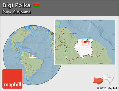 Savanna Style Location Map of Bigi Poika, highlighted country, highlighted parent region, hill shading