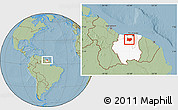 Savanna Style Location Map of Bigi Poika, highlighted country, hill shading
