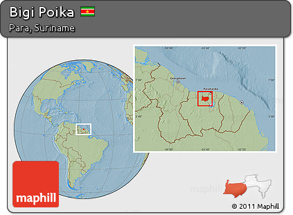 Savanna Style Location Map of Bigi Poika, hill shading