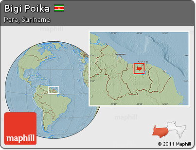 Savanna Style Location Map of Bigi Poika, hill shading