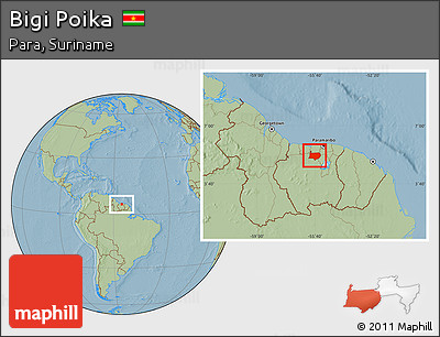 Savanna Style Location Map of Bigi Poika, hill shading