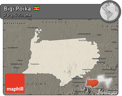 Shaded Relief Map of Bigi Poika, darken