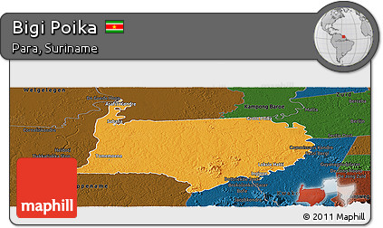 Political Panoramic Map of Bigi Poika, darken