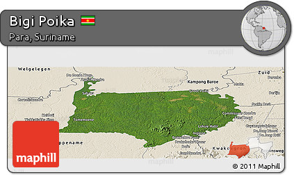 Satellite Panoramic Map of Bigi Poika, shaded relief outside