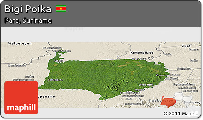 Satellite Panoramic Map of Bigi Poika, shaded relief outside