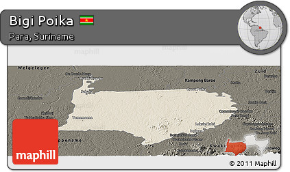 Shaded Relief Panoramic Map of Bigi Poika, darken