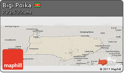 Shaded Relief Panoramic Map of Bigi Poika, semi-desaturated