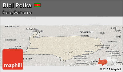Shaded Relief Panoramic Map of Bigi Poika, semi-desaturated