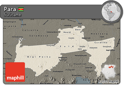 Shaded Relief Map of Para, darken
