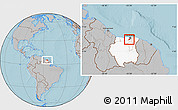 Gray Location Map of Noord, highlighted country, hill shading