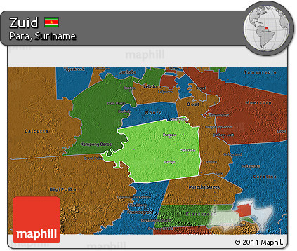 Political 3D Map of Zuid, darken