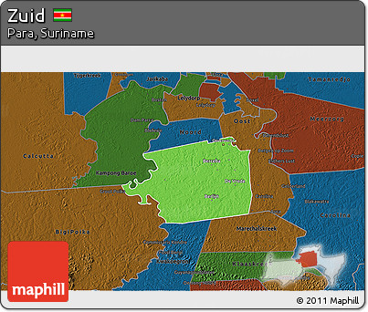 Political 3D Map of Zuid, darken