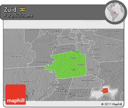 Political 3D Map of Zuid, desaturated