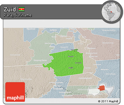 Political 3D Map of Zuid, lighten, semi-desaturated