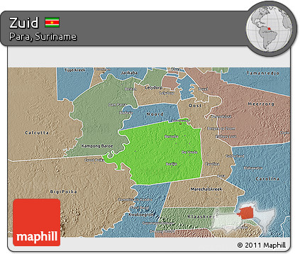Political 3D Map of Zuid, semi-desaturated